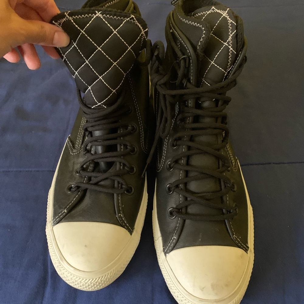 Converse Black and White Quilted High-Top Sneakers